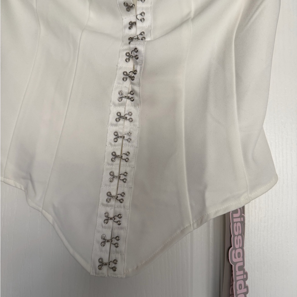 *New Missguided Ivory Corset Blouse With Silver Detailing